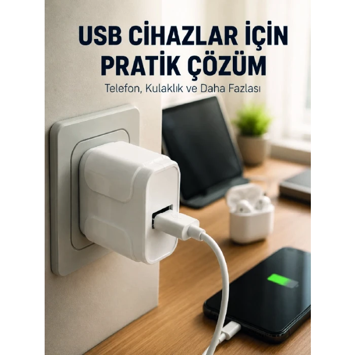 12W USB Şarj Adaptörü 5V 2.4A Hızlı ve Güvenli Şarj Başlığı
