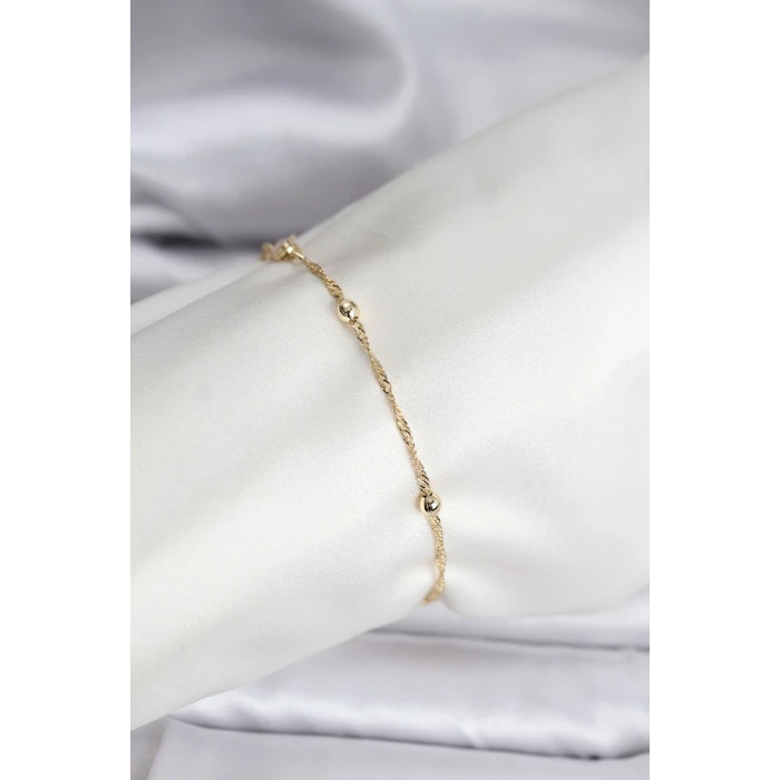 14K Gold Renk Kaplama Topçuklu Model CM Kadın Bileklik