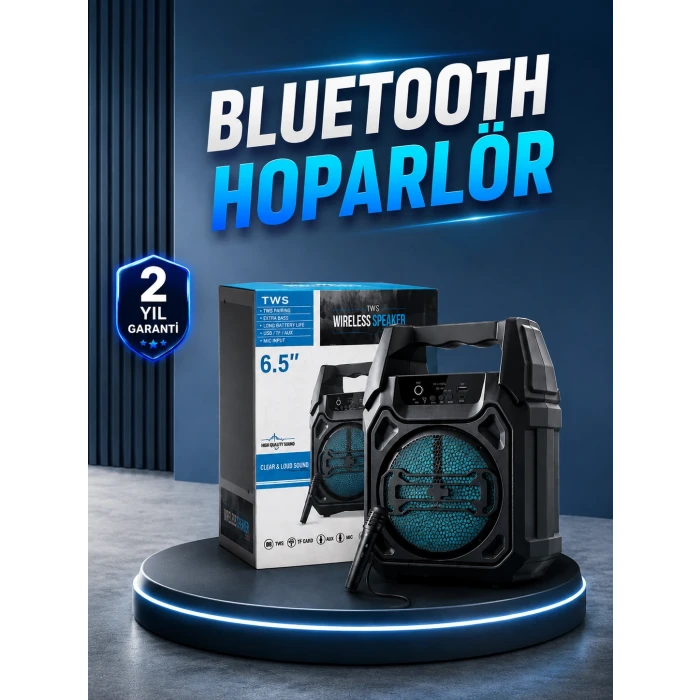 15W Güçlü Ses Çıkışlı Bluetooth Hoparlör FM Radyo ve Mikrofon Destekli