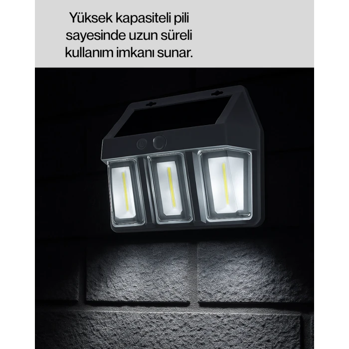 3 in 1 Solar Duvar Lambası – IP65 Su Geçirmez, Hareket Sensörlü Yeni Nesil