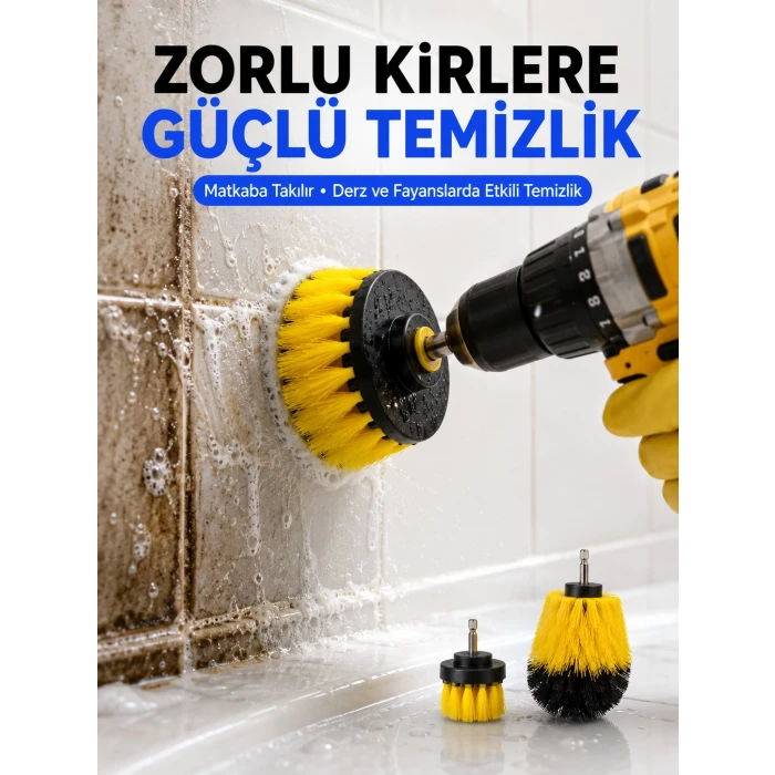 3 Parça Matkap Ucu Temizlik Fırçası Dayanıklı Naylon Kıllı