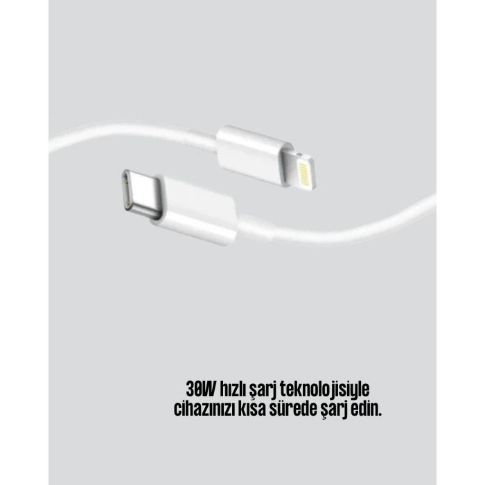 30W Type-C Lightning Hızlı Şarj Kablosu 1.2m iPhone Uyumlu