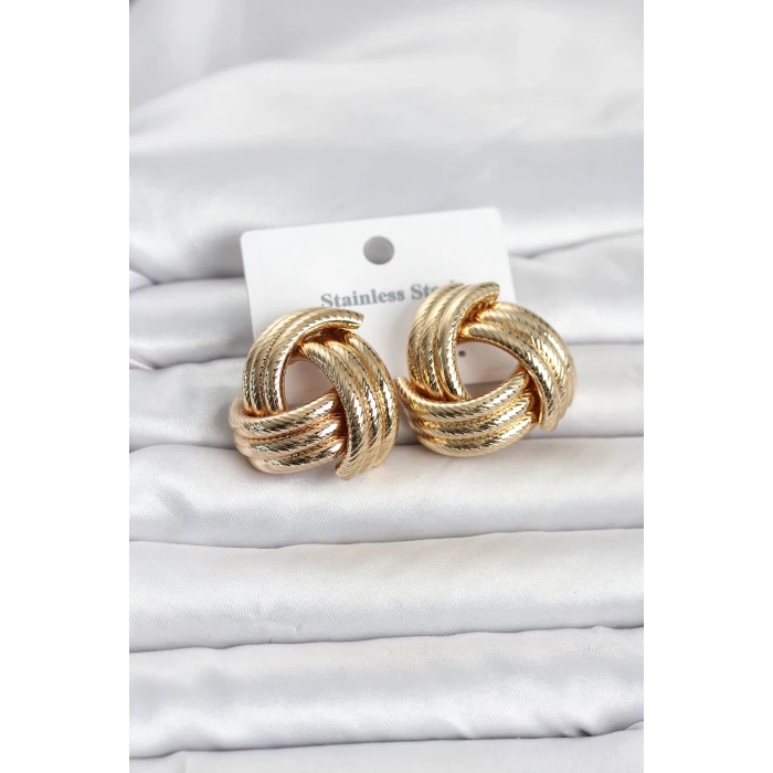 316L Çelik Gold Renk Sarmal Model Kadın Küpe
