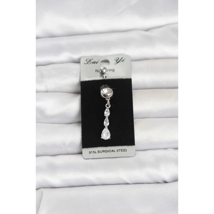 316L Cerrahi Çelik Sallantılı Damla Model Göbek Piercing