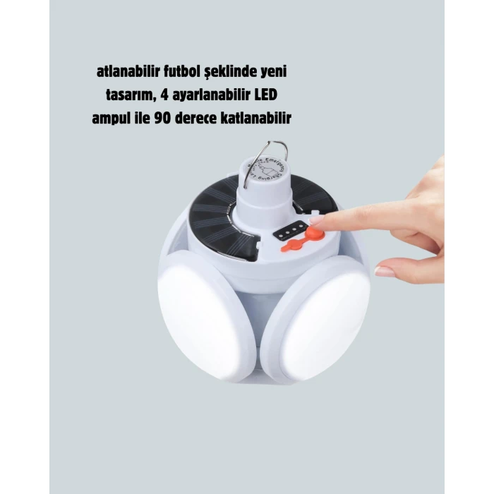 360 Derece Katlanabilir Solar LED Aydınlatma Çadır Lambası