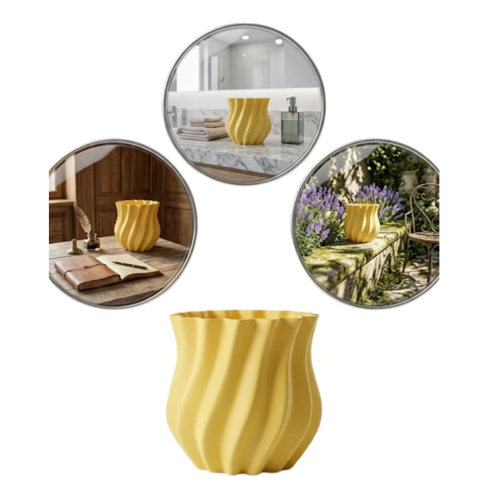 3D KIVRIMLI VAZO SARI