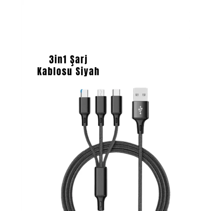 3’ü 1 Arada Hızlı Şarj Kablosu