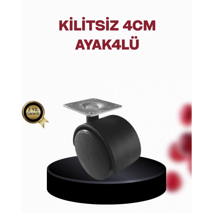 4 cm Döner Ayak Kilitsiz 4 Adet Mobilya ve Sehpa Ayağı
