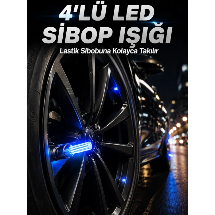 4lü Araç Sibop LED Işığı Otomatik Açılan Lastik Işığı Seti
