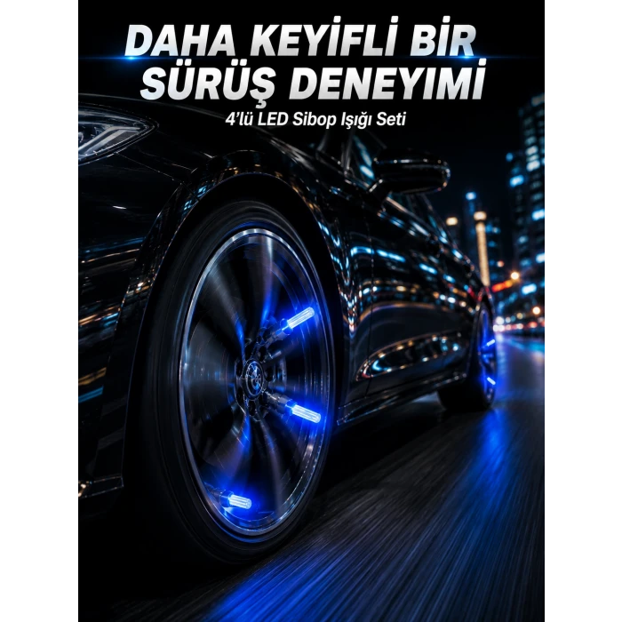 4lü LED Sibop Işığı Hareket Sensörlü Araç Lastik Sibop Lambası