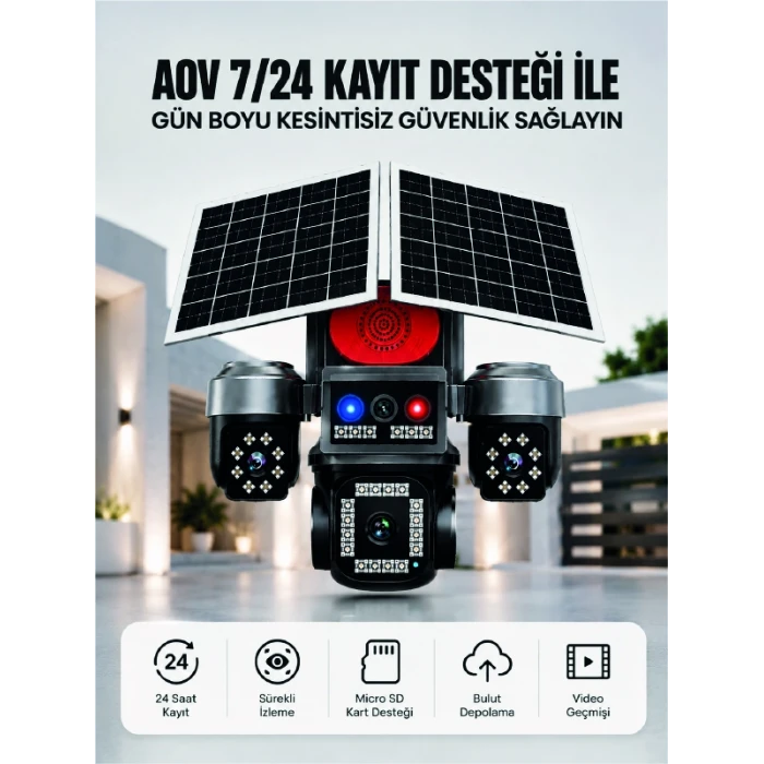 4G SIM Kartlı Uzaktan İzlemeli Akıllı Güvenlik Kamerası Çift Yönlü Ses