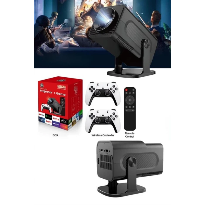 4K Android Smart Wi-fi Çift Kollu Projeksiyon Game Box Kumandalı Taşınabilir Yeni Nesil