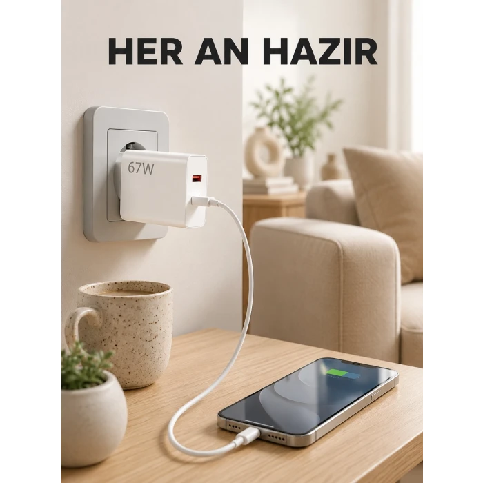 67 Watt Type C Şarj Adaptörü Asus Zenfone 7 8 9 Uyumlu Yeni Nesil