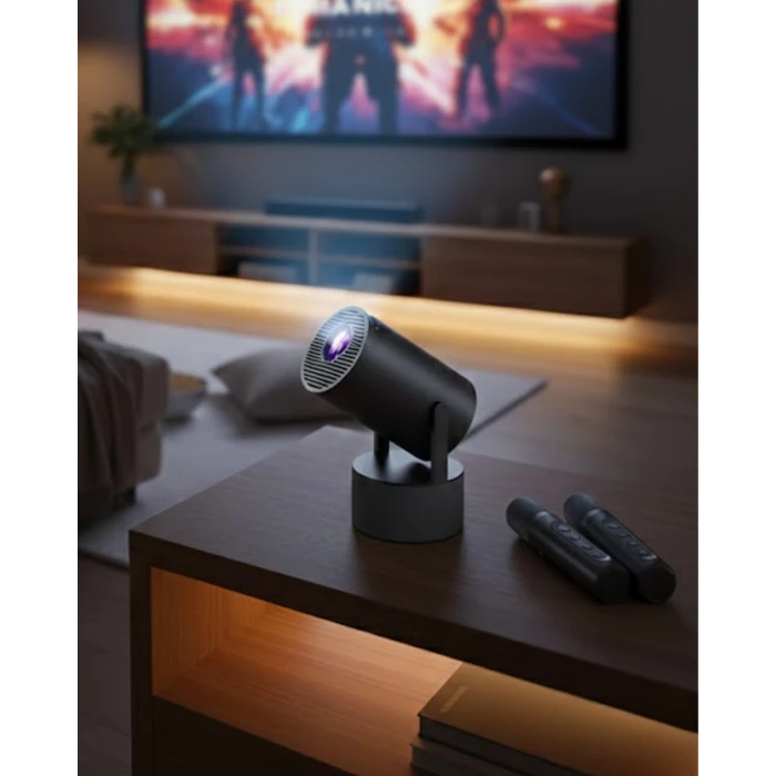 Akıllı Projeksiyon Cihazı Karaoke Mikrofonlu 1080P Android