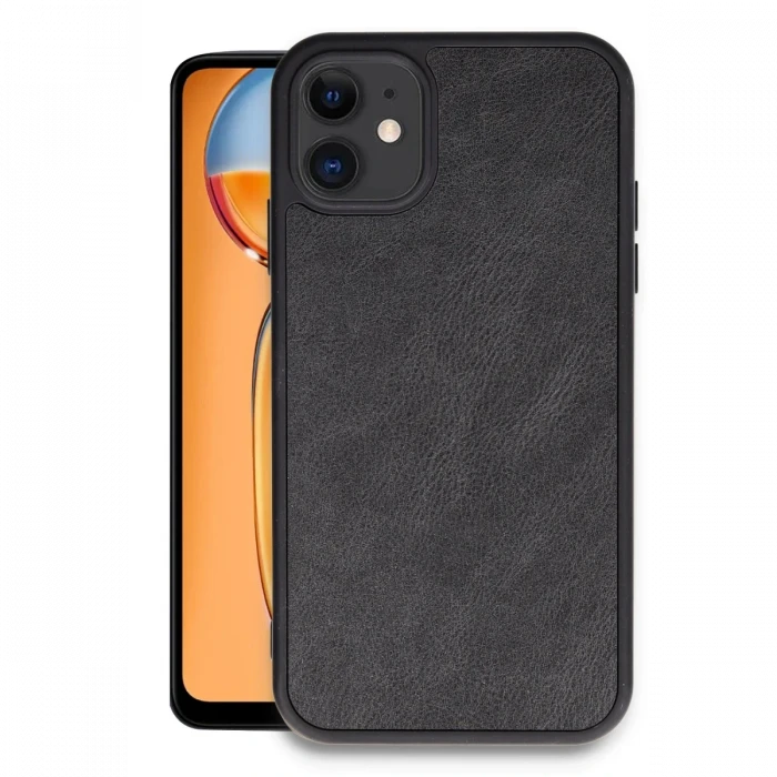 Apple iPhone 11 Kılıf Aras Deri Kapak - Siyah