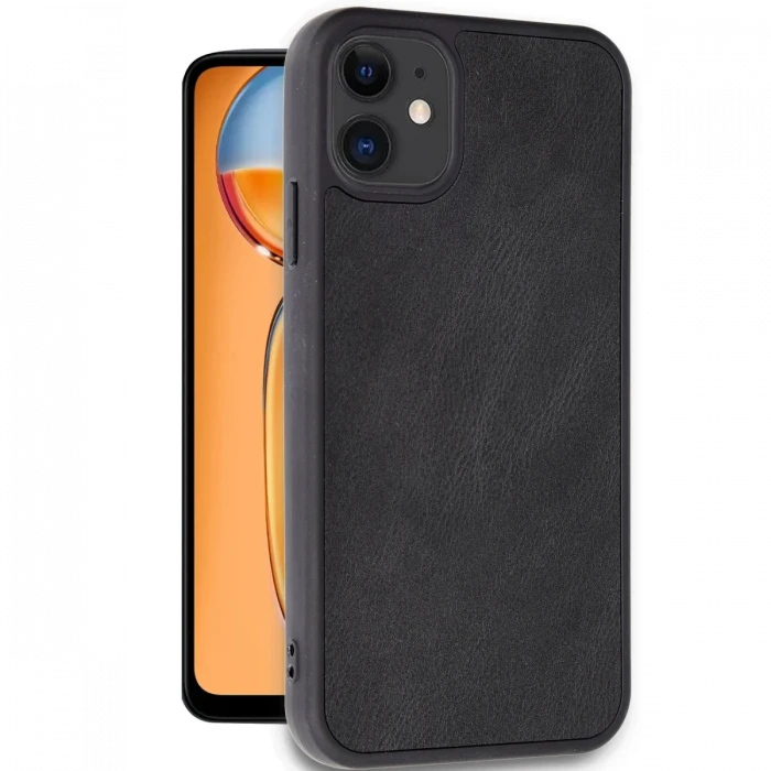Apple iPhone 11 Kılıf Aras Deri Kapak - Siyah