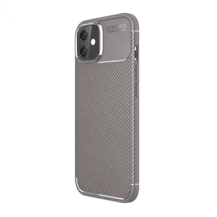 Apple iPhone 11 Kılıf Auto Focus Karbon Kapak - Gri