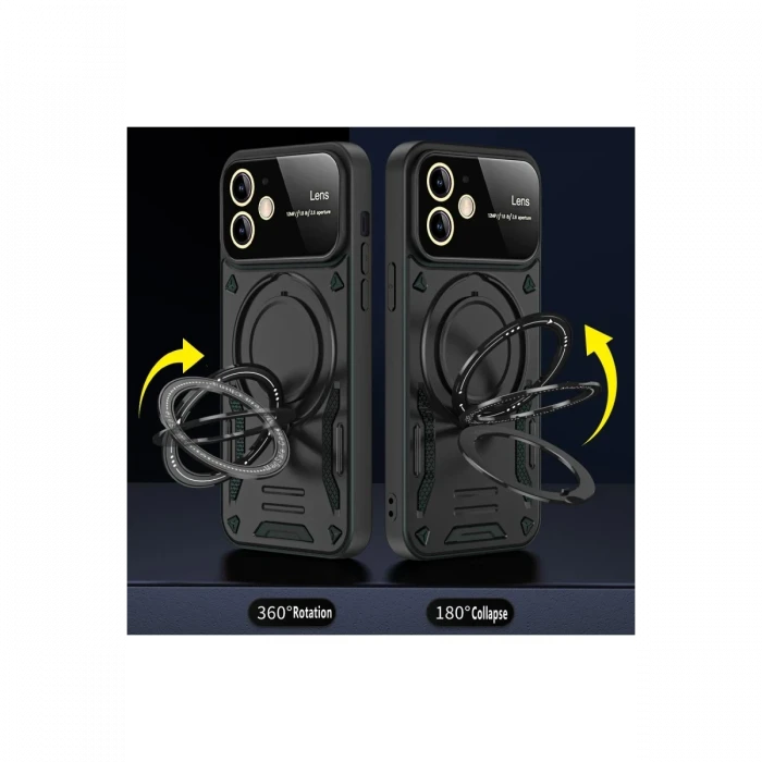 Apple iPhone 11 Kılıf Joy Lens Standlı Kapak - Mor