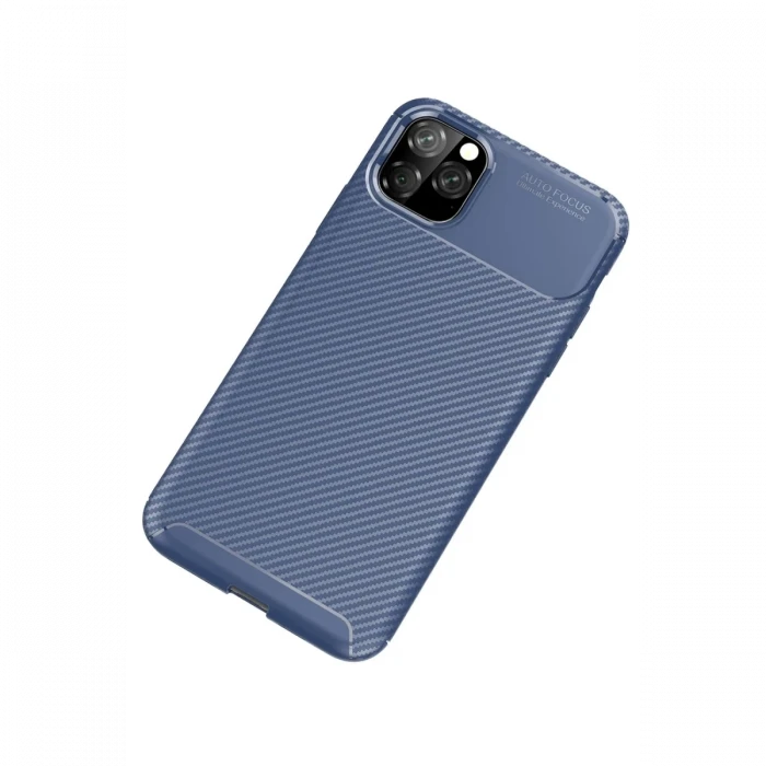 Apple iPhone 11 Pro Max Kılıf Auto Focus Karbon Kapak - Lacivert