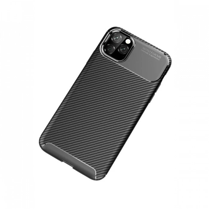 Apple iPhone 11 Pro Max Kılıf Auto Focus Karbon Kapak - Siyah