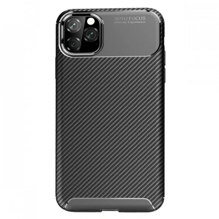 Apple iPhone 11 Pro Max Kılıf Auto Focus Karbon Kapak - Siyah