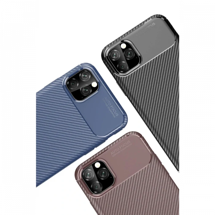 Apple iPhone 11 Pro Max Kılıf Auto Focus Karbon Kapak - Siyah