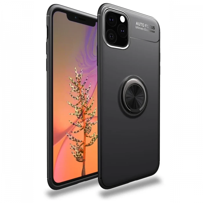 Apple iPhone 11 Pro Max Kılıf Range Yüzüklü Silikon - Siyah