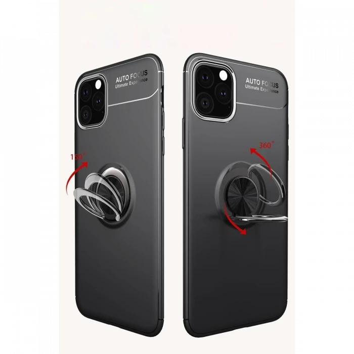 Apple iPhone 11 Pro Max Kılıf Range Yüzüklü Silikon - Siyah