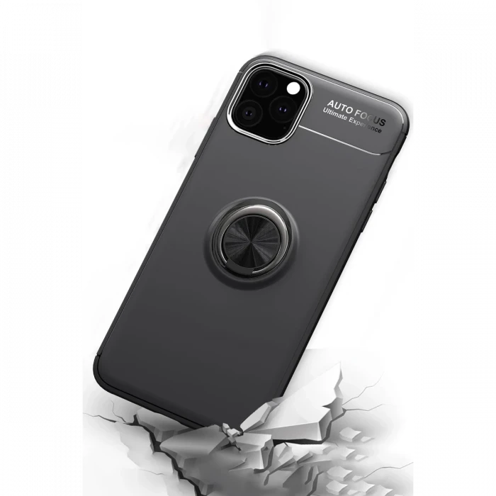 Apple iPhone 11 Pro Max Kılıf Range Yüzüklü Silikon - Siyah