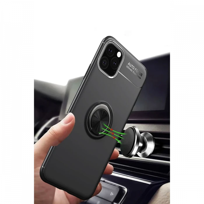Apple iPhone 11 Pro Max Kılıf Range Yüzüklü Silikon - Siyah