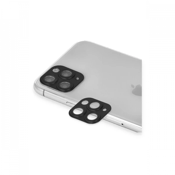 Apple iPhone 11 Pro Max Pers Alüminyum Kamera Lens - Siyah