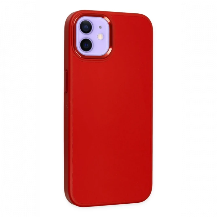 Apple iPhone 12 Kılıf Asya Deri Silikon - Kırmızı