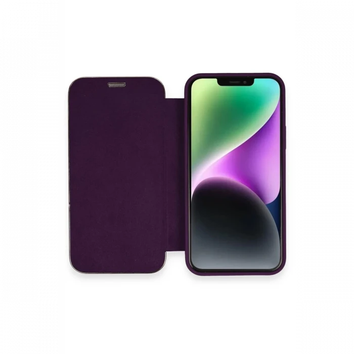 Apple iPhone 12 Kılıf Dolpin Kapaklı - Derin Mor
