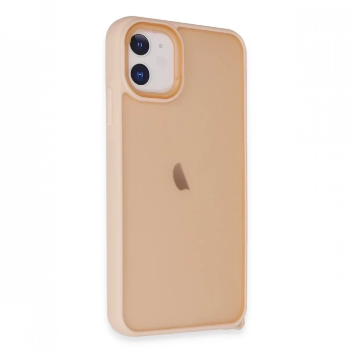 Apple iPhone 12 Kılıf Elegant Kapak - Pudra