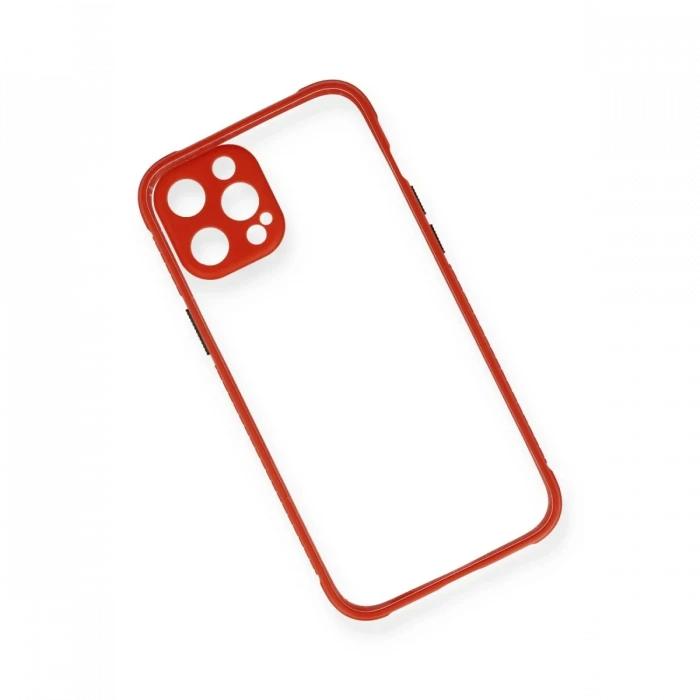 Apple iPhone 12 Kılıf Miami Şeffaf Silikon - Kırmızı