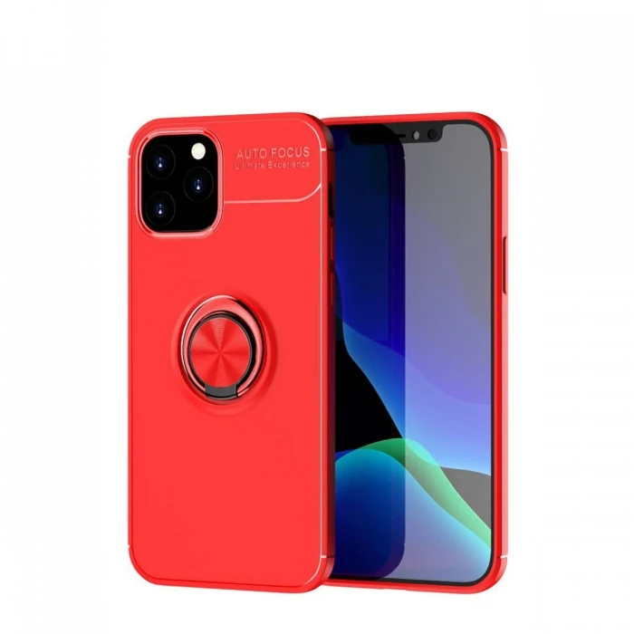 Apple iPhone 12 Kılıf Range Yüzüklü Silikon - Kırmızı