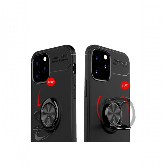 Apple iPhone 12 Kılıf Range Yüzüklü Silikon - Siyah-Mavi