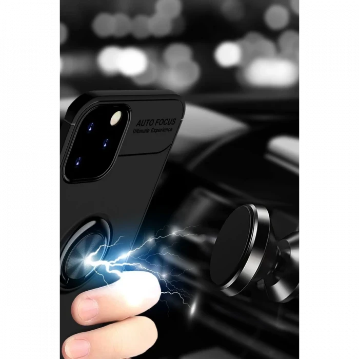 Apple iPhone 12 Kılıf Range Yüzüklü Silikon - Siyah-Mavi