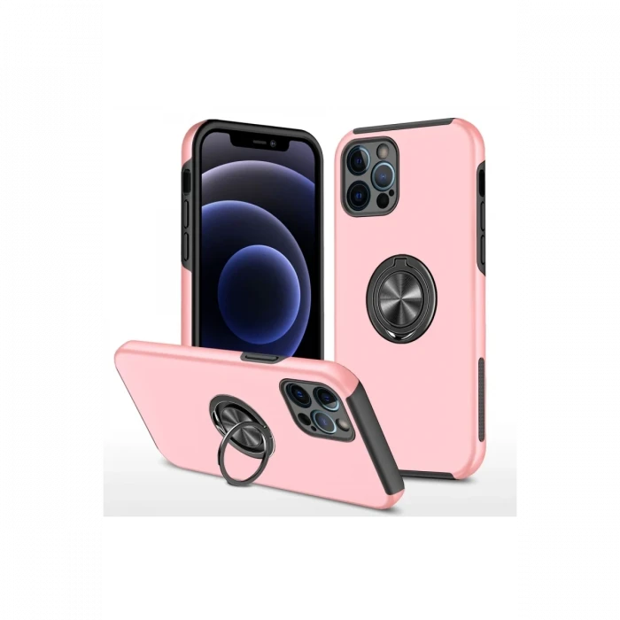 Apple iPhone 12 Pro Kılıf Elit Yüzüklü Kapak - Pembe