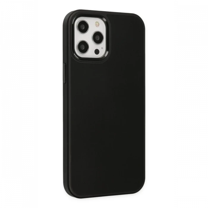Apple iPhone 12 Pro Max Kılıf Asya Deri Silikon - Siyah