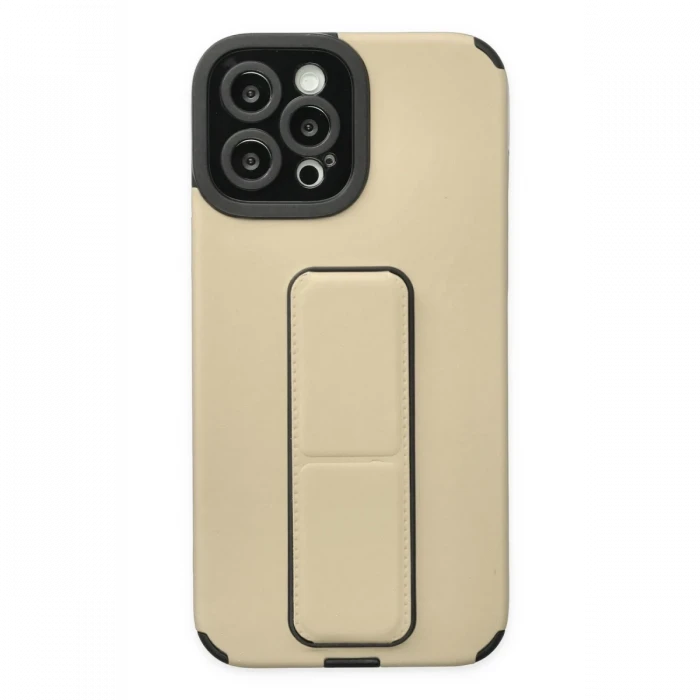 Apple iPhone 12 Pro Max Kılıf Mega Standlı Silikon - Gold