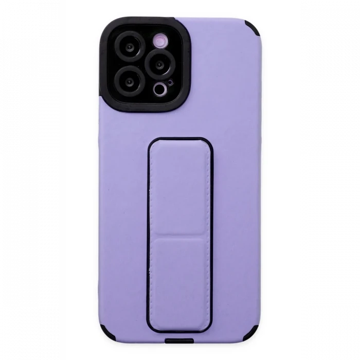 Apple iPhone 12 Pro Max Kılıf Mega Standlı Silikon - Lila