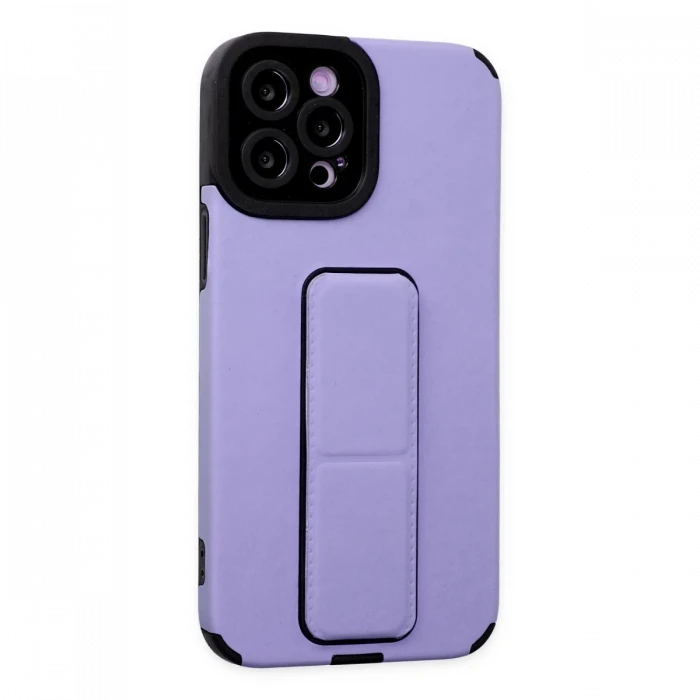Apple iPhone 12 Pro Max Kılıf Mega Standlı Silikon - Lila