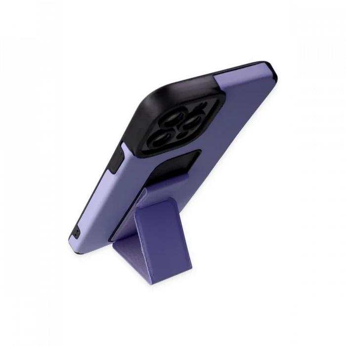 Apple iPhone 12 Pro Max Kılıf Mega Standlı Silikon - Lila