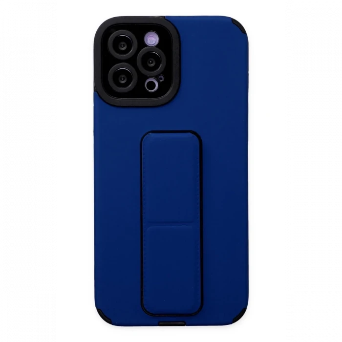 Apple iPhone 12 Pro Max Kılıf Mega Standlı Silikon - Mavi