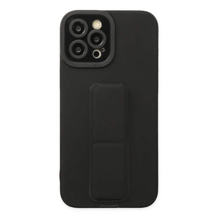 Apple iPhone 12 Pro Max Kılıf Mega Standlı Silikon - Siyah