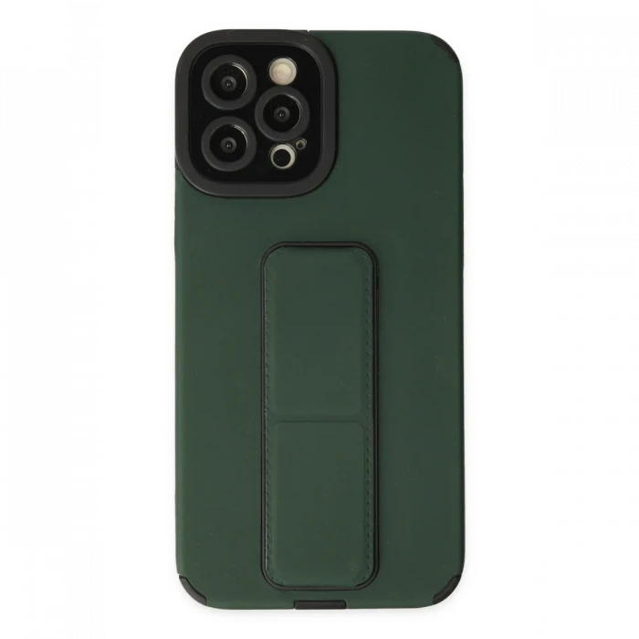 Apple iPhone 12 Pro Max Kılıf Mega Standlı Silikon - Yeşil