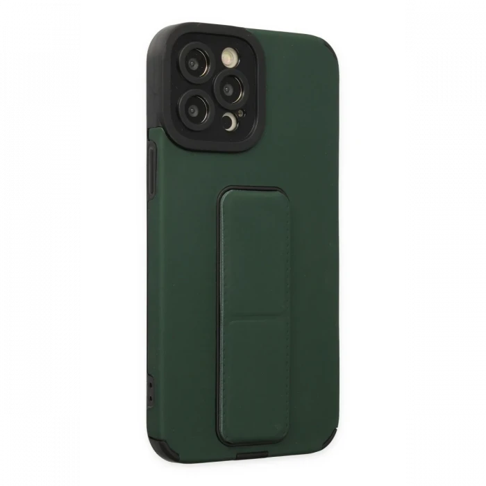 Apple iPhone 12 Pro Max Kılıf Mega Standlı Silikon - Yeşil