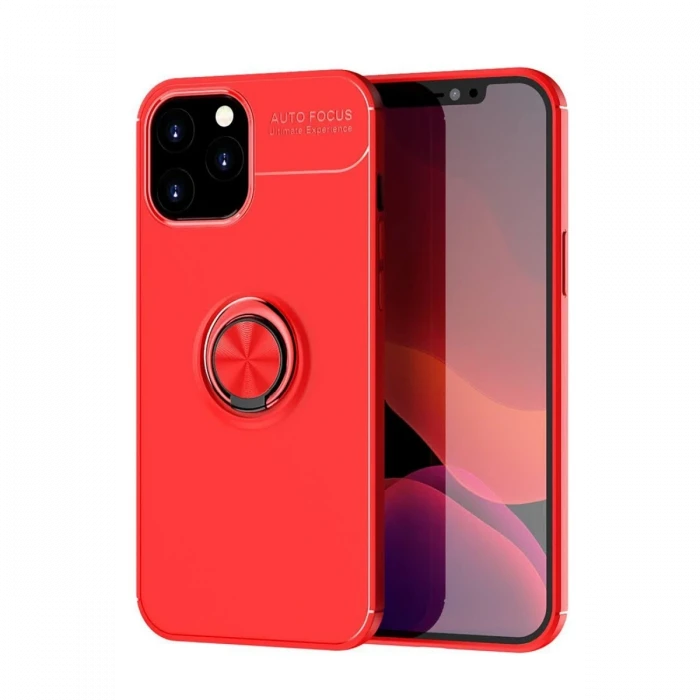 Apple iPhone 12 Pro Max Kılıf Range Yüzüklü Silikon - Kırmızı