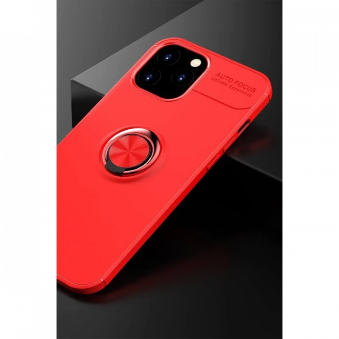 Apple iPhone 12 Pro Max Kılıf Range Yüzüklü Silikon - Kırmızı
